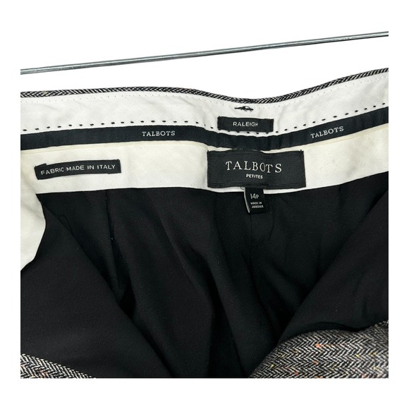 Talbots Petite Trousers Raleigh Herringbone Tweed Wool Blend Womens 14P Lined - Picture 9 of 10